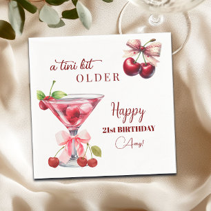 Chic A Tini Bit Älterer Kirsch-Martini 21. Geburts Serviette