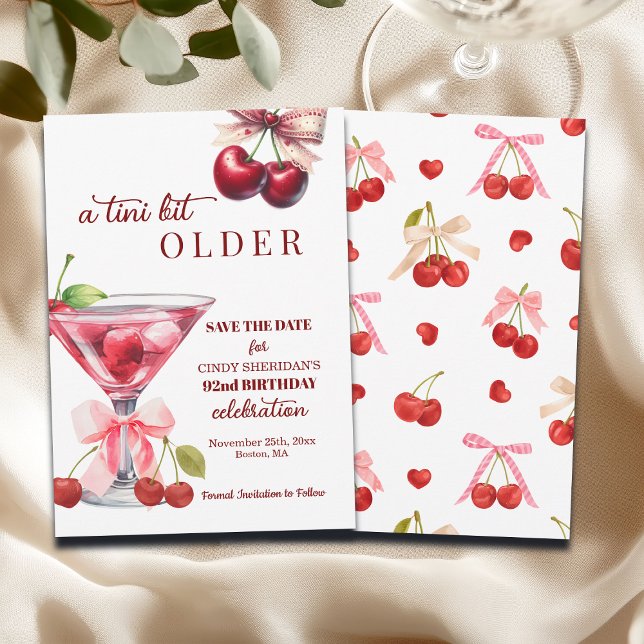Chic A Tini Bit Älterer Kirsch-Martini 92. Geburts Save The Date (Von Creator hochgeladen)