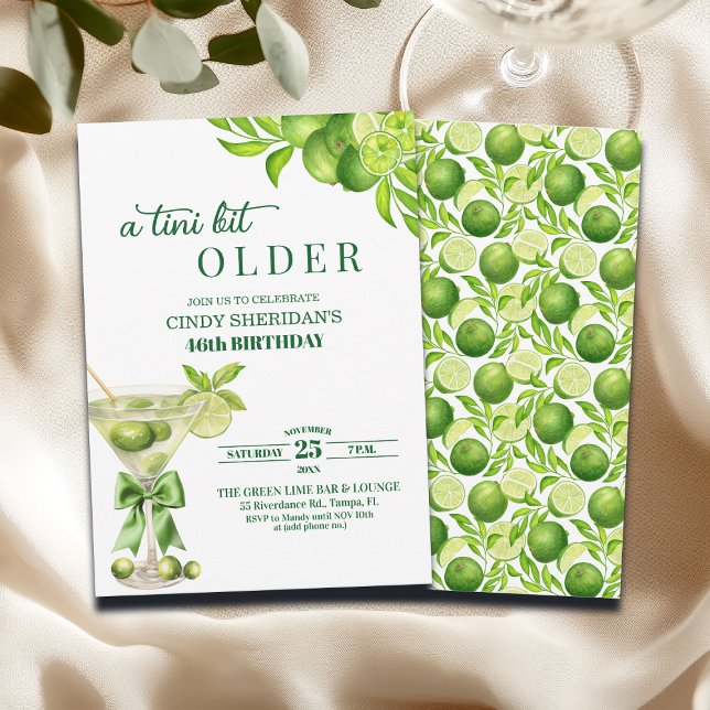 Chic A Tini Bit Älterer Lime Martini 46. Geburtsta Einladung (Von Creator hochgeladen)