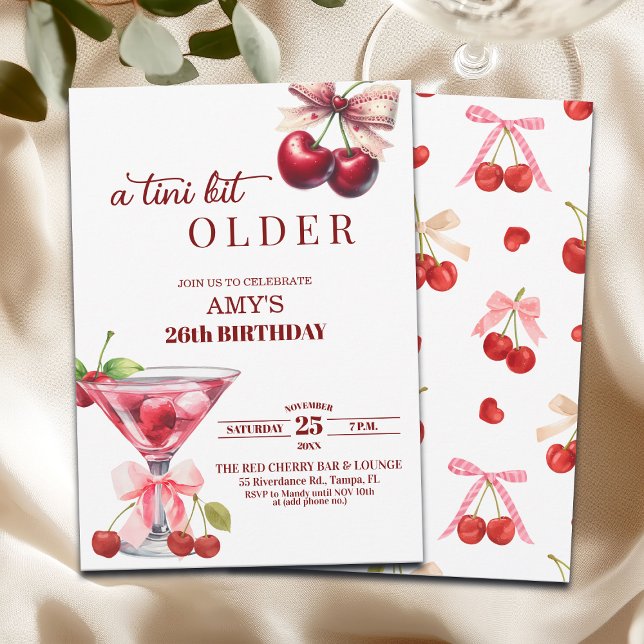 Chic A Tini Bit Older Cherry Martini 26th Birthday Einladung (Von Creator hochgeladen)