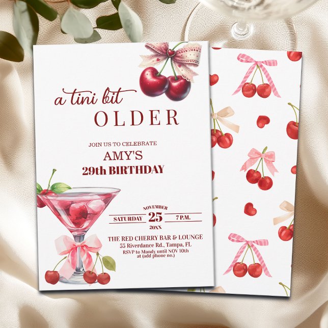 Chic A Tini Bit Older Cherry Martini 29th Birthday Einladung (Von Creator hochgeladen)