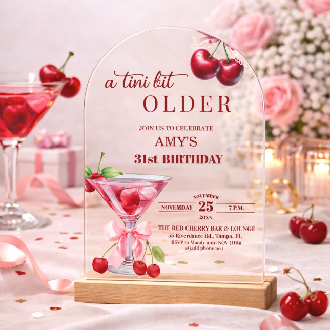 Chic A Tini Bit Older Cherry Martini 31. Geburtsta Acryleinladungen (Von Creator hochgeladen)