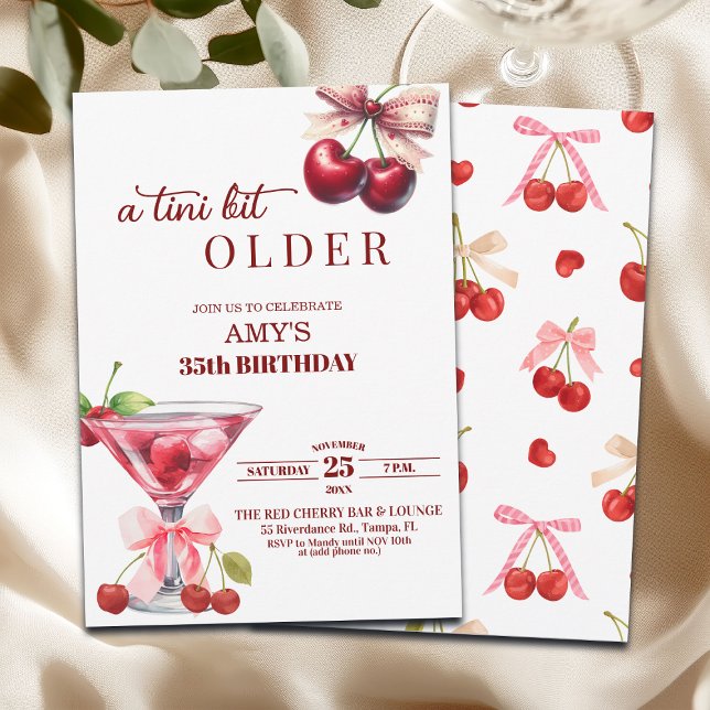Chic A Tini Bit Older Cherry Martini 35th Birthday Einladung (Von Creator hochgeladen)