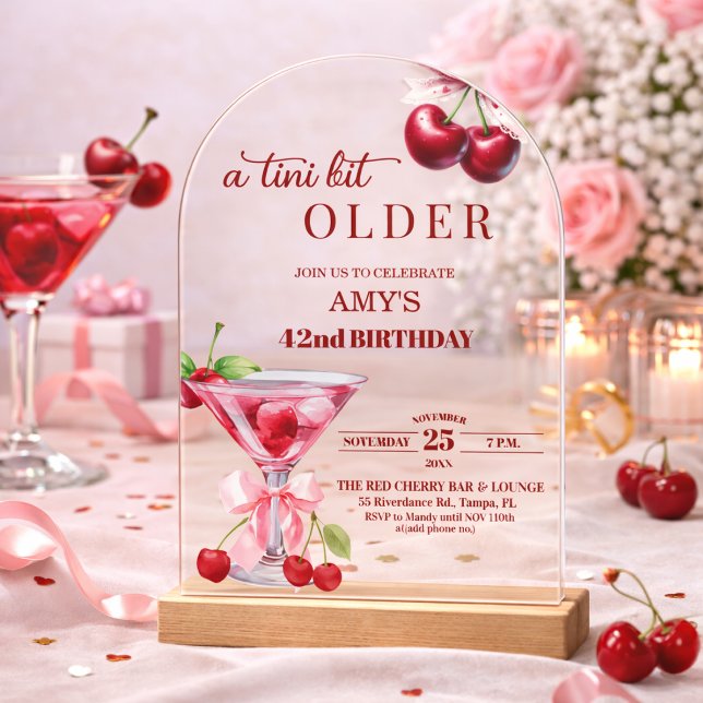 Chic A Tini Bit Older Cherry Martini 42. Geburtsta Acryleinladungen (Von Creator hochgeladen)