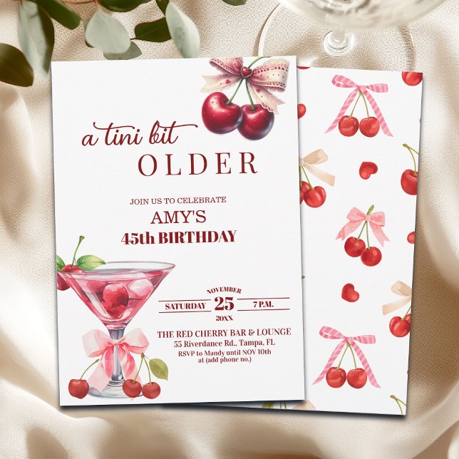 Chic A Tini Bit Older Cherry Martini 45th Birthday Einladung (Von Creator hochgeladen)