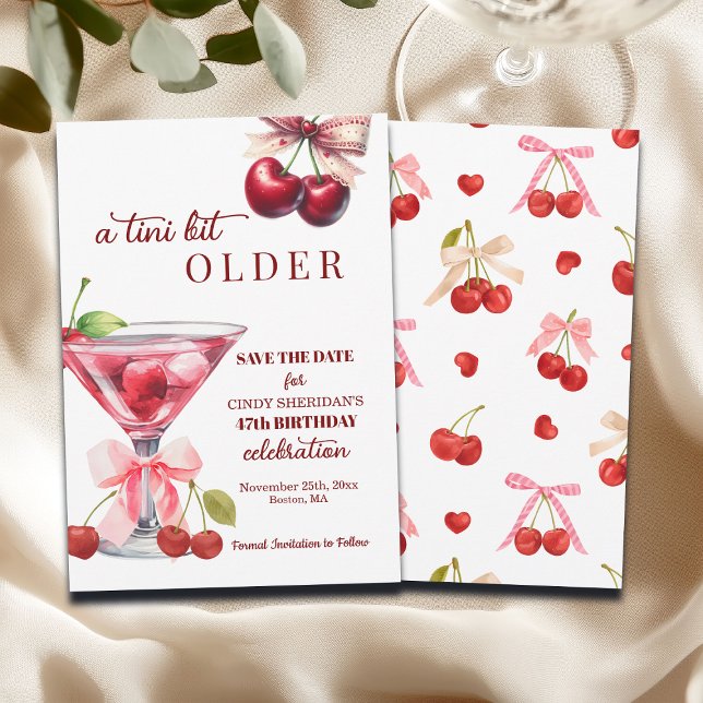 Chic A Tini Bit Older Cherry Martini 47th Birthday Save The Date (Von Creator hochgeladen)