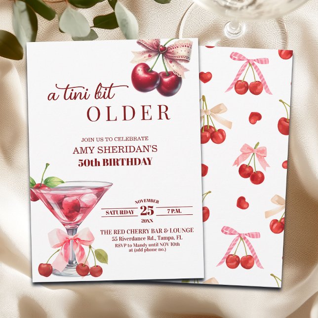 Chic A Tini Bit Older Cherry Martini 50th Birthday Einladung (Von Creator hochgeladen)
