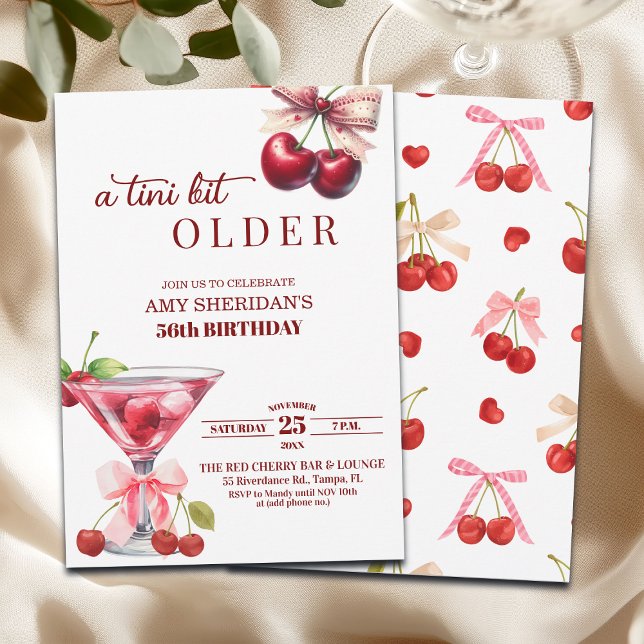 Chic A Tini Bit Older Cherry Martini 56th Birthday Einladung (Von Creator hochgeladen)