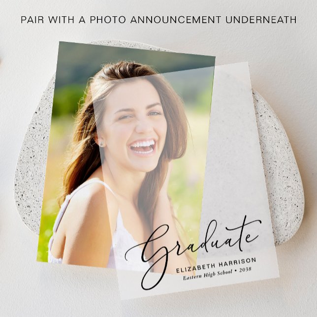 Chic Abschluss Ankündigung Vellum Overlay (Elevate your graduation announcements with our timeless vellum overlays)