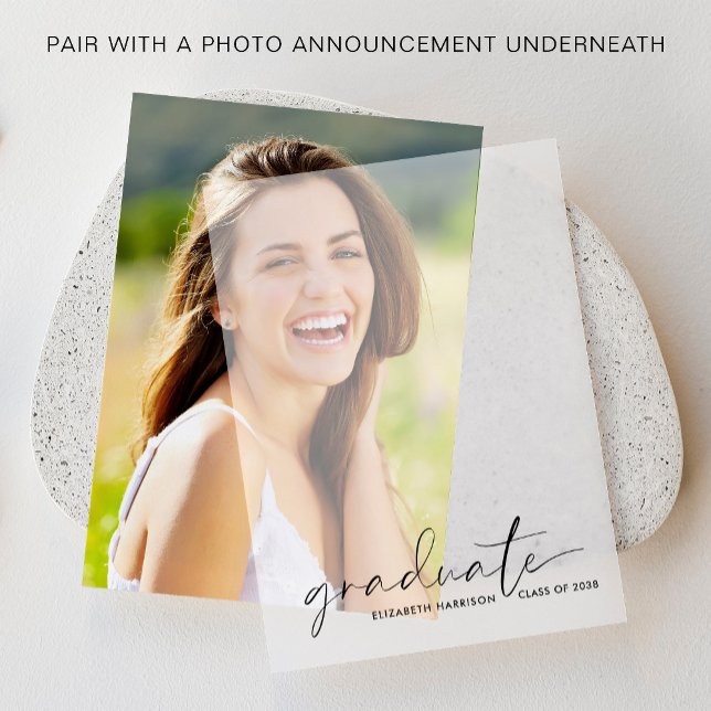 Chic Abschluss Ankündigung Vellum Overlay (Elevate your graduation announcements with our timeless vellum overlays)