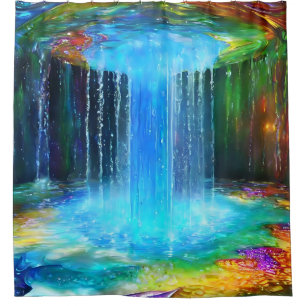 Chic Abstact Blue Waterfall Duschvorhang