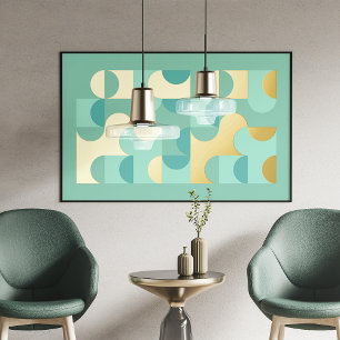 Chic Abstract Kreise Wellenförmig Gold Mosaik Kuns Foliendrucke