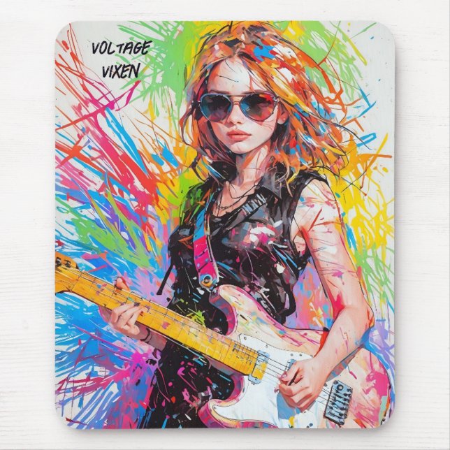 Chic Abstrakt anime Rockgitarrist Mousepad (Vorne)
