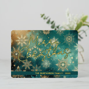 Chic Abstrakt Aquamarin Blue Snowflake Piazza dell Folien Feiertagskarte