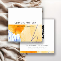 Chic Abstrakt Artistic Yellow Blue Art QR Code