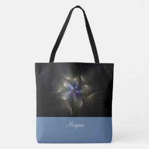 Chic Abstrakt Fraktal Mit Monogramm Tote Bag