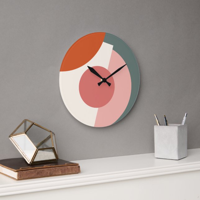 Chic Abstrakt Geometric Circles Mosaik Art Pattern Große Wanduhr (Büro)