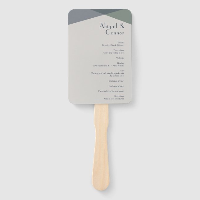 Chic Abstrakt Geometric Sage Navy Dusty Blue Prog Fächer (Vorderseite)