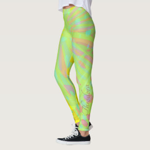 Chic Abstrakt Gold Butterfly Yellow Violet Leggings