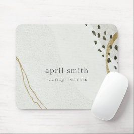 Chic Abstrakt Ivory Gold Black Gray Stone Textur Mousepad