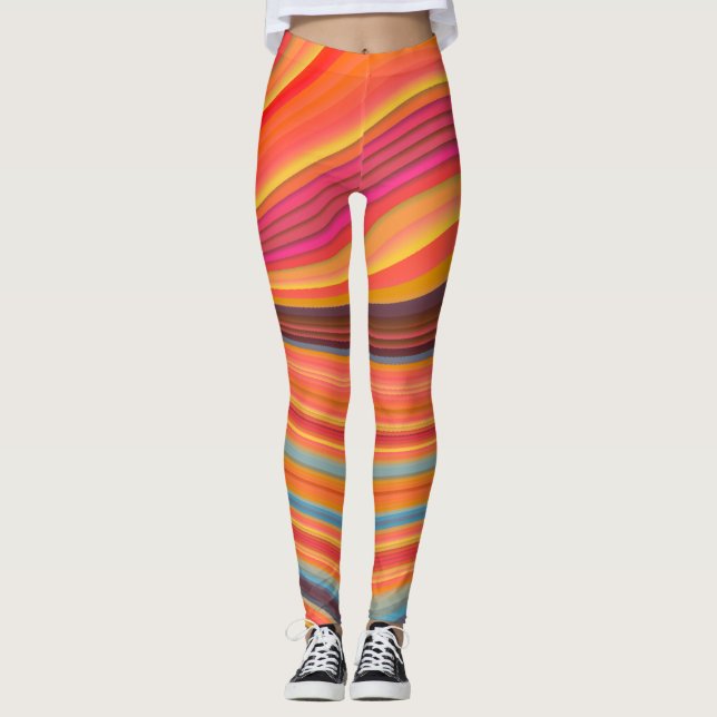Chic Abstrakt Orang Yellow Leggings (Vorderseite)