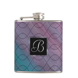 Chic Abstrakt | Rosa Aquamarin Blau Türkis Lila Flachmann