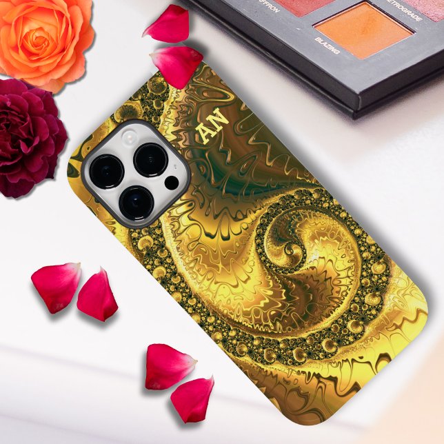 Chic Abstrakt Vivid Fraktal Golden Sprial Initiale Case-Mate iPhone Hülle (Von Creator hochgeladen)