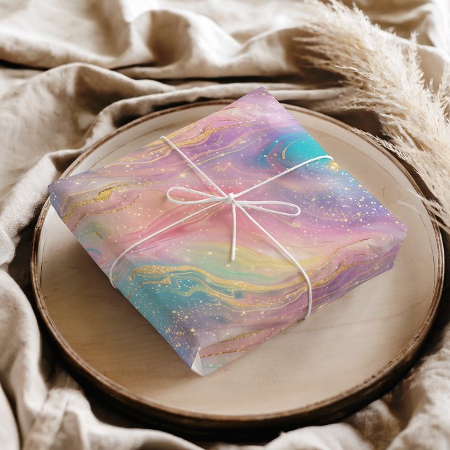 Chic abstraktes Pastell-Glitter-Farbenmuster Seidenpapier (Von Creator hochgeladen)