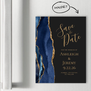 Chic Achat Navy Blau Gold Dunkle Magnetische Karte