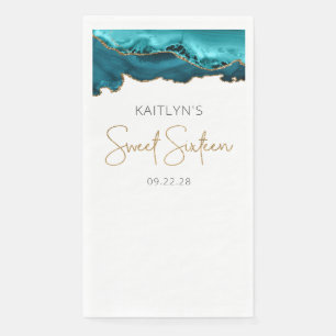 Chic Achat Türkis Blau Gold Sweet Sixteen Serviette
