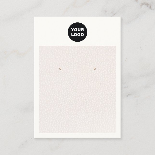 Chic Add Logo Blush Pink Leder Ohrring-Anzeige Visitenkarte (Vorderseite)