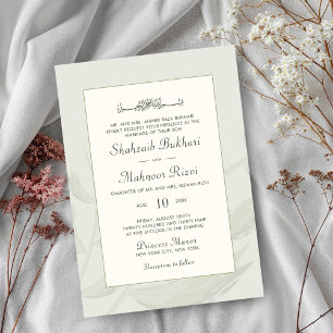 Chic Aesthetic Watercolor Islamic Wedding Monogram Einladung