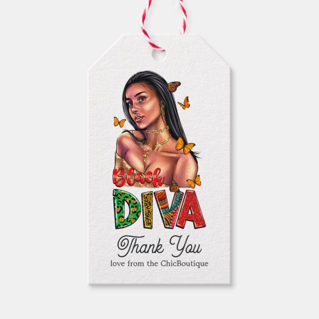 Chic African American Diva Geschenkanhänger (Vorderseite)