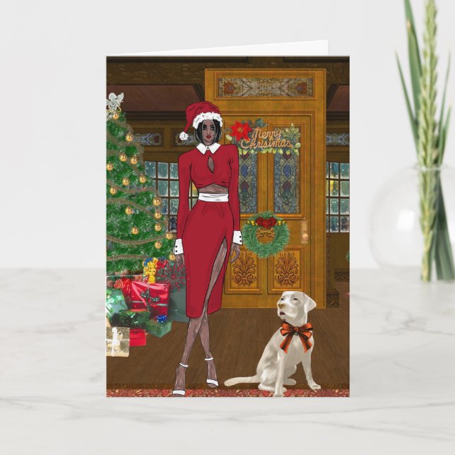Chic African American Woman Christmas Card Karte (Vorderseite)