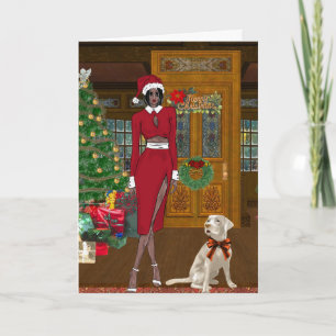 Chic African American Woman Christmas Card Karte