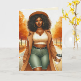 Chic African American Woman Erntedank | Fall Karte