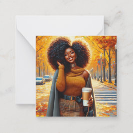 Chic African American Woman Erntedank | Fall Mitteilungskarte