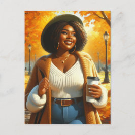 Chic African American Woman Erntedank | Fall Postkarte