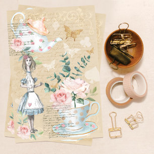 Chic Alice im Wunderland Collage Decoupage Alice Seidenpapier
