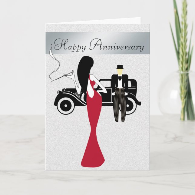 Chic and Elegante Anniversary Card mit Vintage Car Karte (Vorderseite)