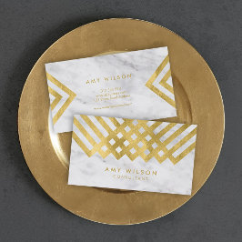 Chic and Elegante Marble Imitats Gold Geometric Visitenkarte