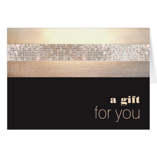 Chic and Elegante Sequin Gold Black Gift Card (Vorderseite (Horizontal))