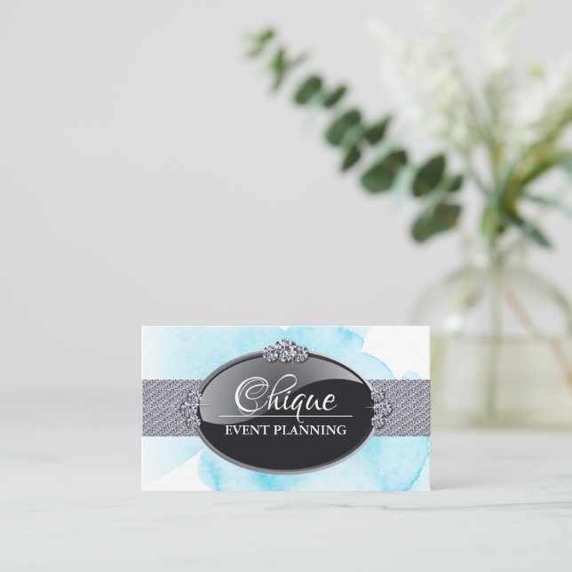 Chic and Glamour Event Planner Business Cards Visitenkarte (Stehend Vorderseite)