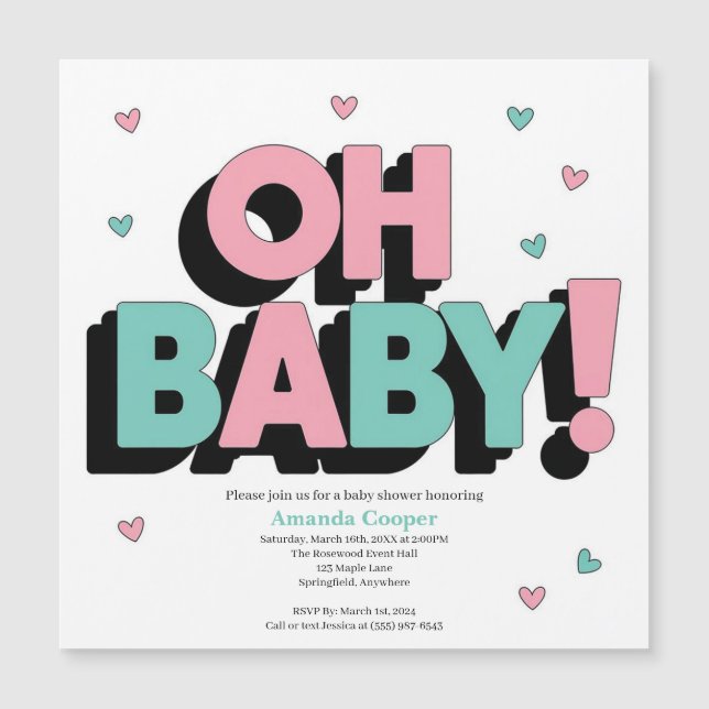 Chic and Playful Baby Shower Einladung - Oh Baby (Vorderseite)