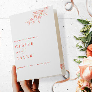 Chic and Simple, Blush Pink Peach Wedding Programm