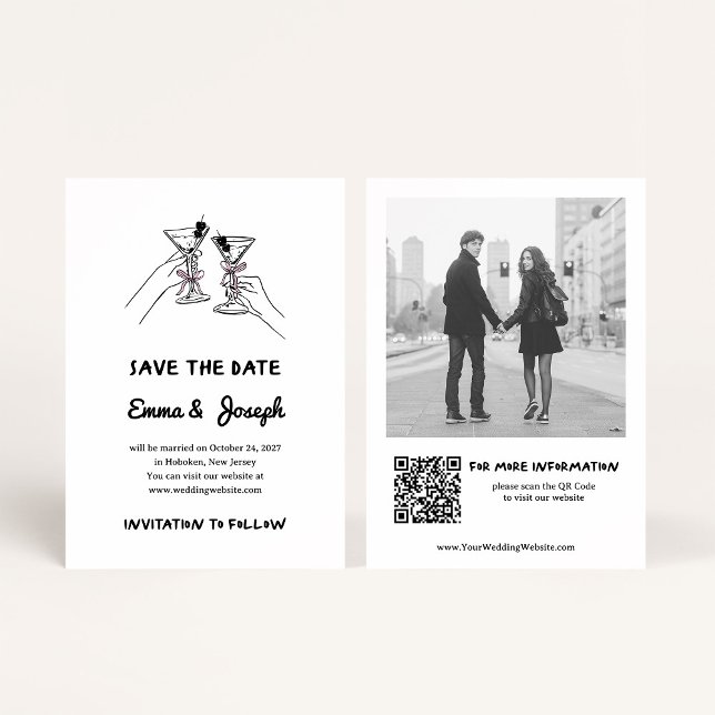 Chic and Whimsical Martini Glasses and Photo Save The Date (Von Creator hochgeladen)