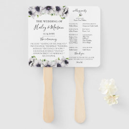 Chic Anemone Floral Wedding Program Hand Fan Fächer