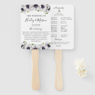 Chic Anemone Floral Wedding Program Hand Fan Fächer