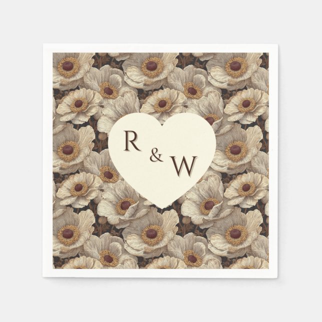 Chic Anemones Sparkle Autumn Wedding Serviette (Vorderseite)