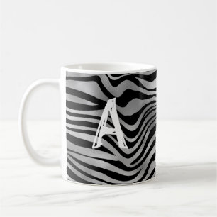Chic Animal Print Black Graue Tiger Streifen Monog Kaffeetasse